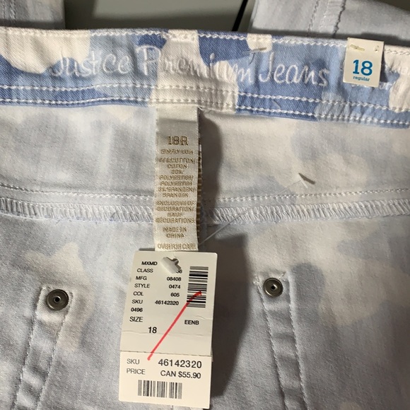*NEW* JUSTICE Premium Jeans White & Clear Blue Straight - Picture 9 of 13